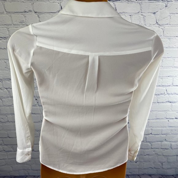 Express Sheer White Portofino Long Sleeve Shirt - Picture 6 of 10
